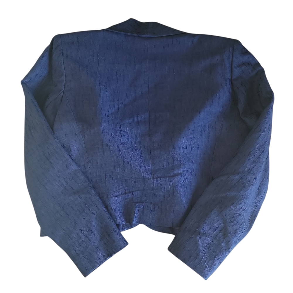 Lafayette 146 New York Blue Jacquard Wool Blend Single Button Blazer Women Sz 16 - Picture 9 of 12